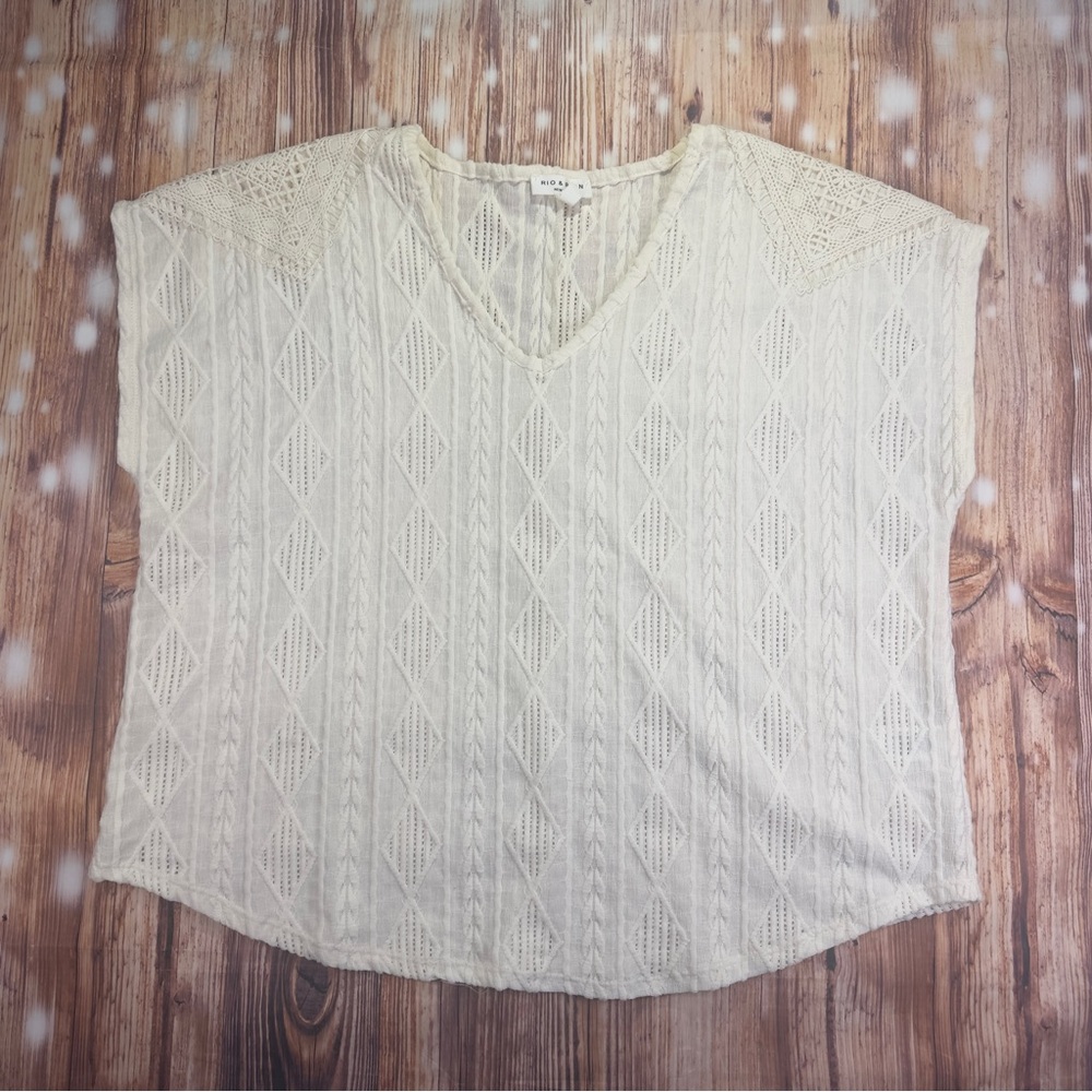Rio & Rian Cream Lace Knit Women's Top Size 2X